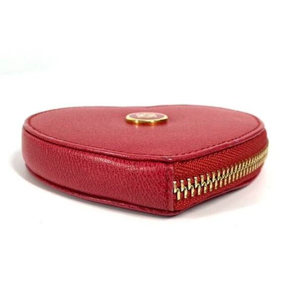 LOEWE Anagram logo heart Wallet Coin Compartment coin purse Leather Red - Picture 4 of 13